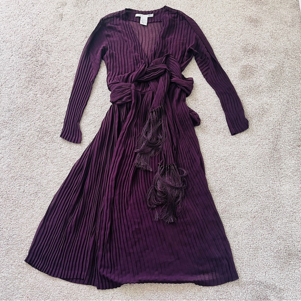 Diane Von Furstenberg NWT TWO Dresses Purple WRAP Dress & Matching SLIP Dress